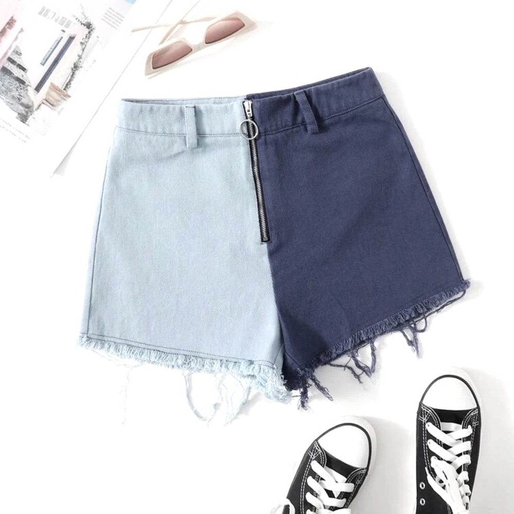 High Waisted Split Denim Shorts